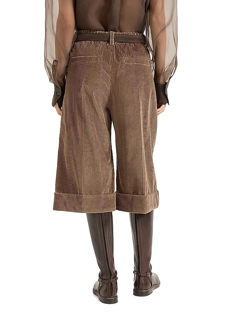 Cotton Corduroy City Bermuda Shorts with Monili