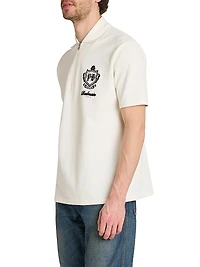 Emblem Quarter-Zip Cotton Polo Shirt