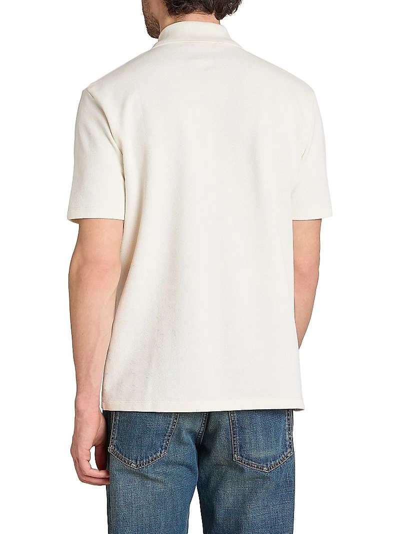 Emblem Quarter-Zip Cotton Polo Shirt
