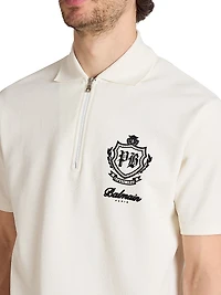 Emblem Quarter-Zip Cotton Polo Shirt