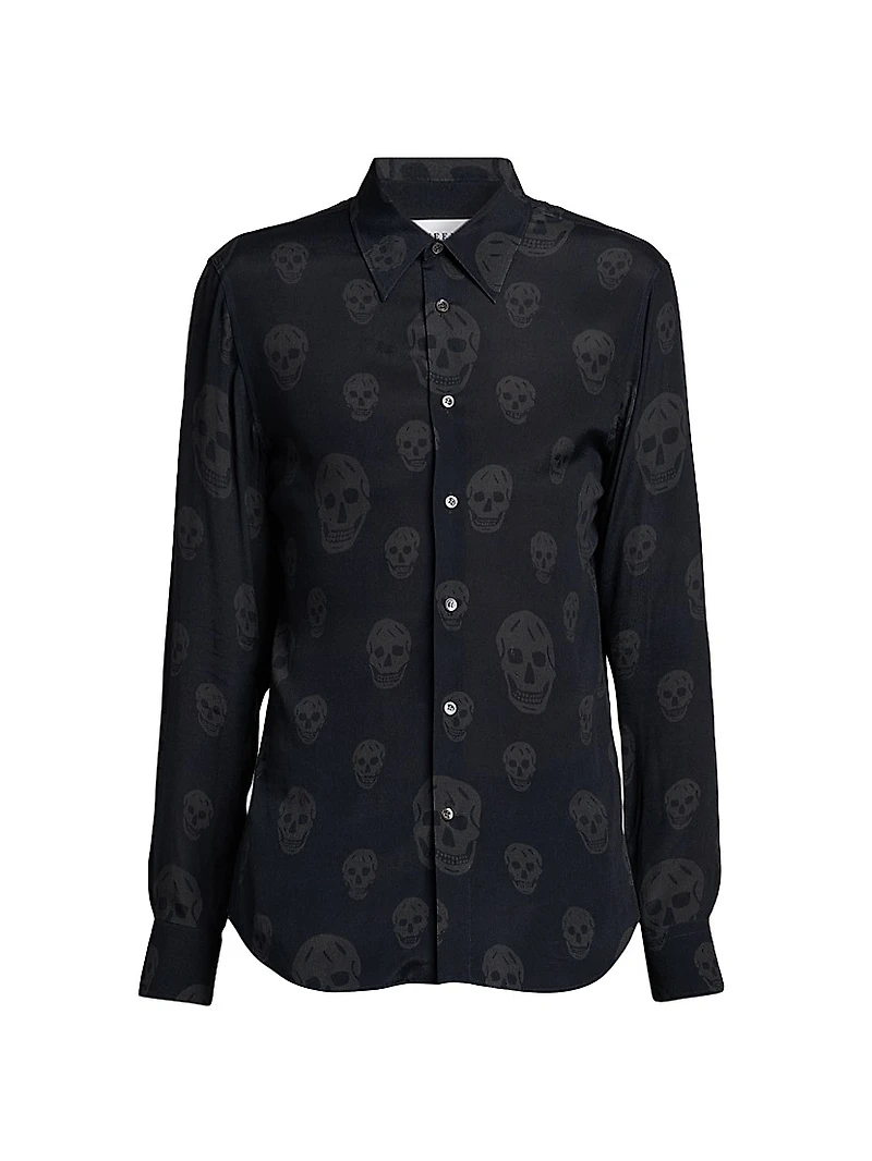 Skull Button-Front Shop Shirt
