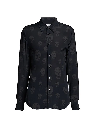 Skull Button-Front Shop Shirt