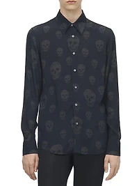 Skull Button-Front Shop Shirt