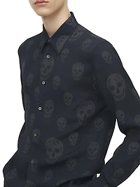 Skull Button-Front Shop Shirt