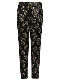 Metallic Floral Jacquard Cigarette Pants