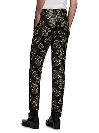 Metallic Floral Jacquard Cigarette Pants
