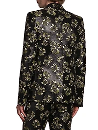 Metallic Floral Jacquard Single-Breasted Jacket
