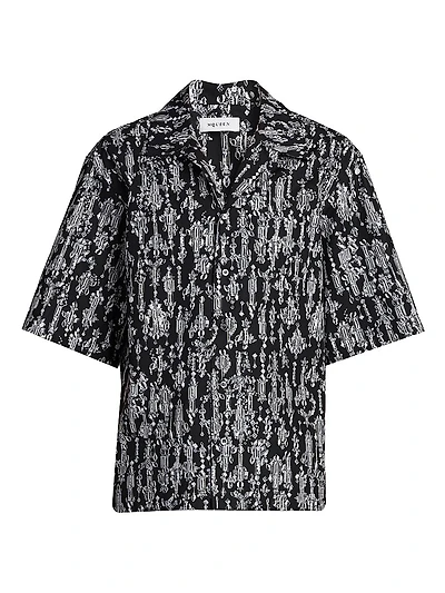 Rhinestone Print Cotton Hawaiian Shirt