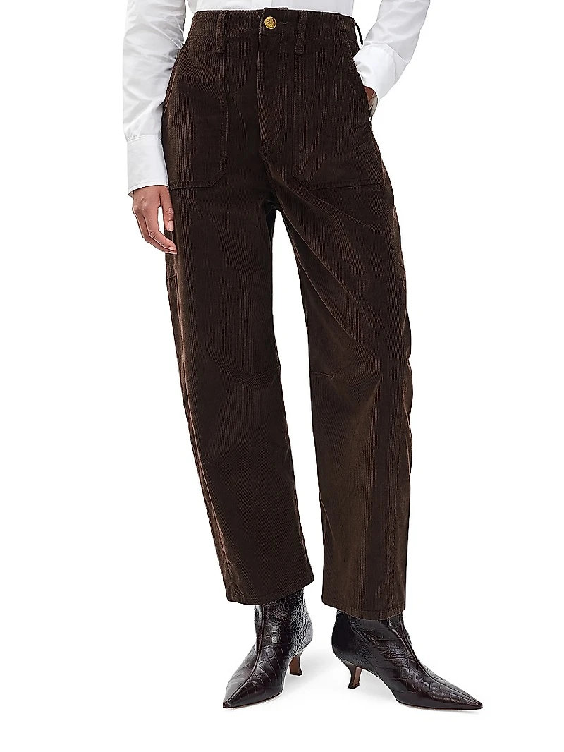 Charlie Corduroy Barrel-Leg Pants
