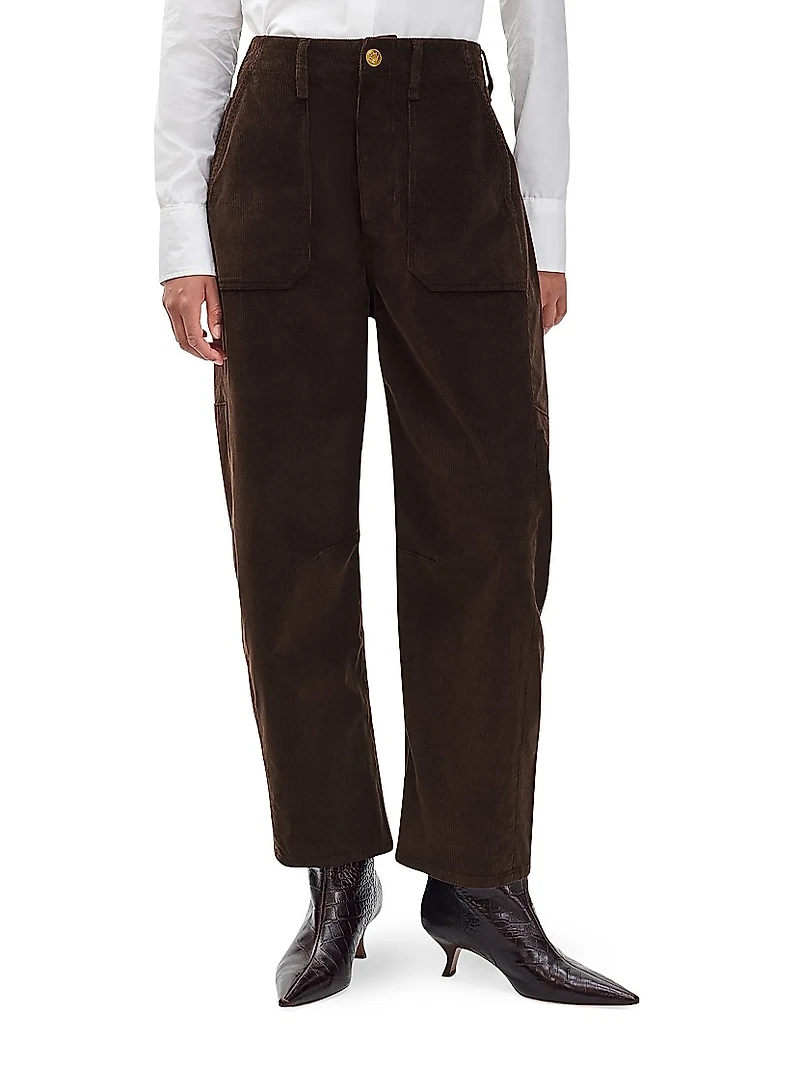 Charlie Corduroy Barrel-Leg Pants