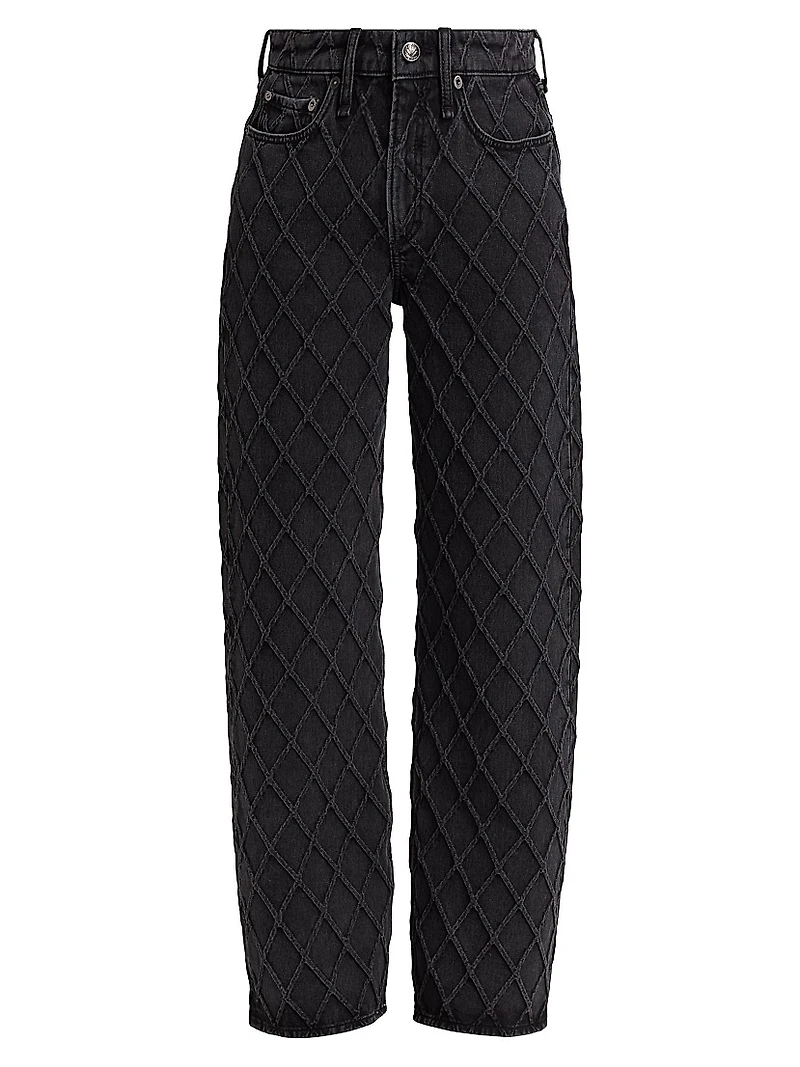 Logan Lattice Mid-Rise Wide Leg Jeans