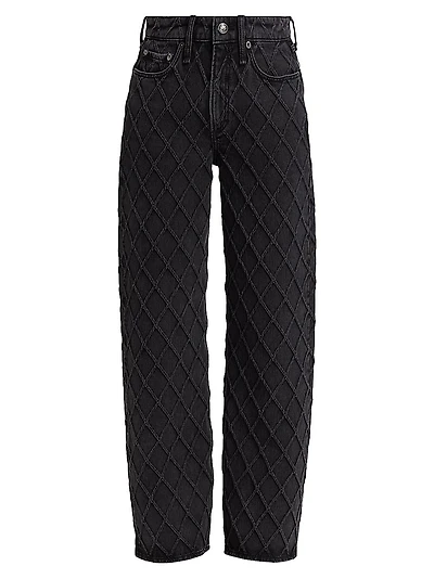 Logan Lattice Mid-Rise Wide Leg Jeans