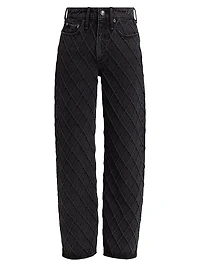 Logan Lattice Mid-Rise Wide Leg Jeans