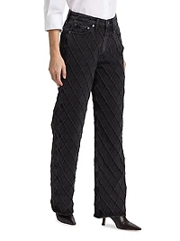 Logan Lattice Mid-Rise Wide Leg Jeans