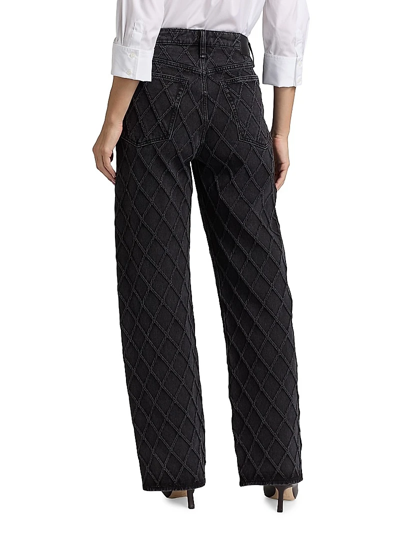Logan Lattice Mid-Rise Wide Leg Jeans
