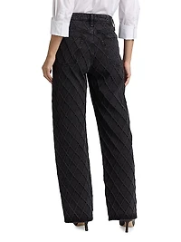 Logan Lattice Mid-Rise Wide Leg Jeans