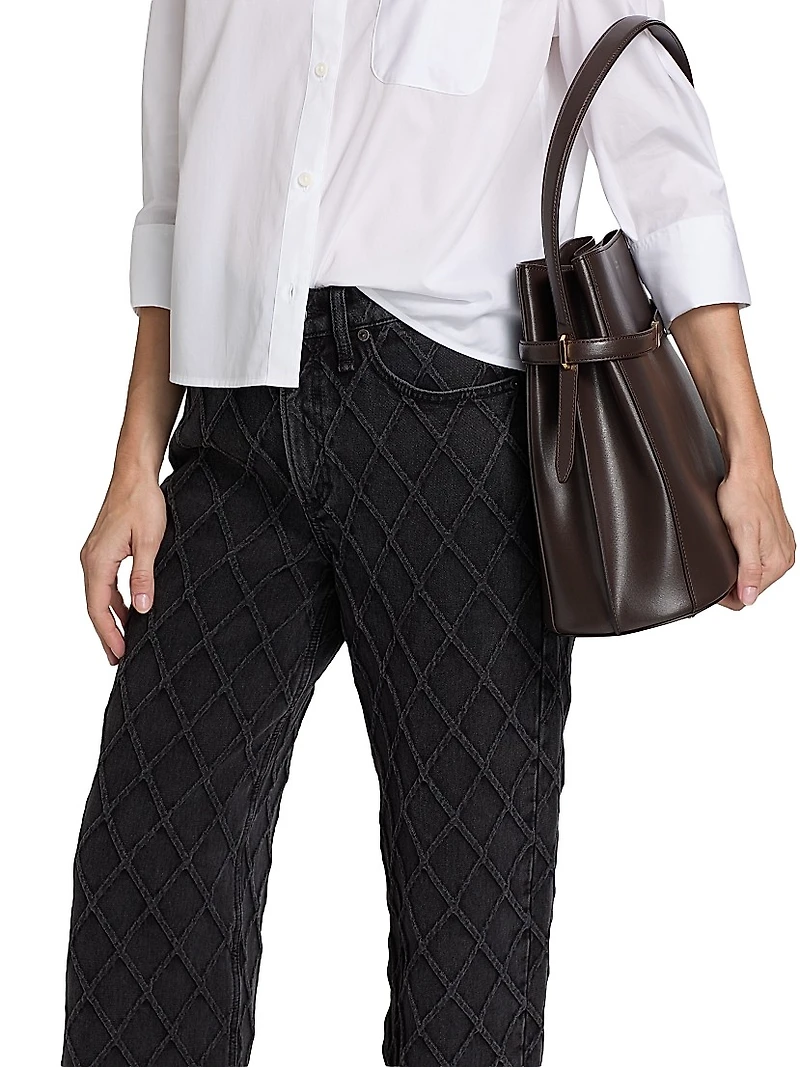 Logan Lattice Mid-Rise Wide Leg Jeans
