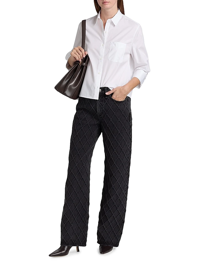 Logan Lattice Mid-Rise Wide Leg Jeans