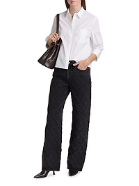 Logan Lattice Mid-Rise Wide Leg Jeans