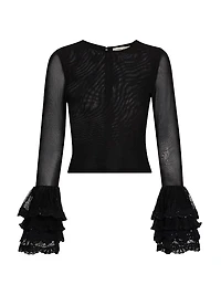 Delaina Long-Sleeve Ruffle-Cuff Crop Top