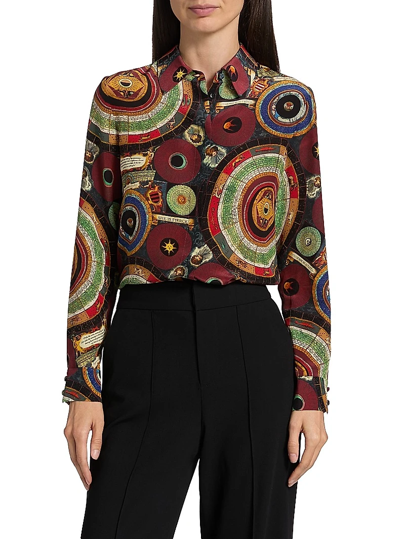 Willa Abstract Silk Blouse