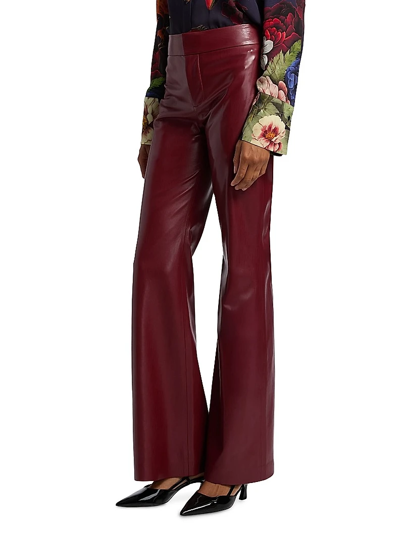 Andrew Faux-Leather Boot-Cut Pants