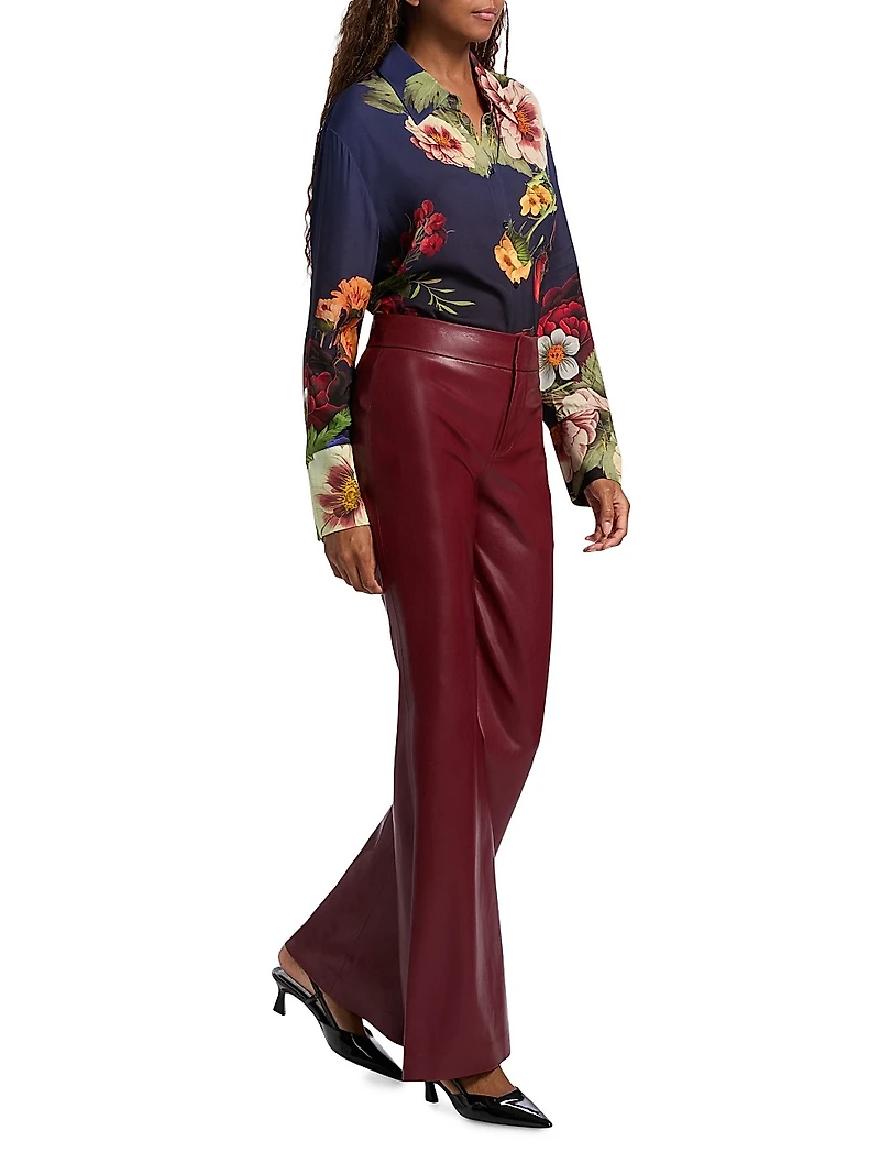 Andrew Faux-Leather Boot-Cut Pants