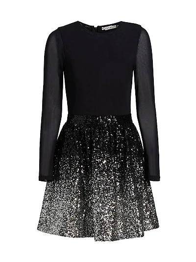 Linen-Blend Sequinned-Skirt Minidress