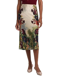 Maeve Floral Satin Midi-Skirt
