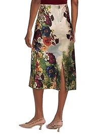 Maeve Floral Satin Midi-Skirt