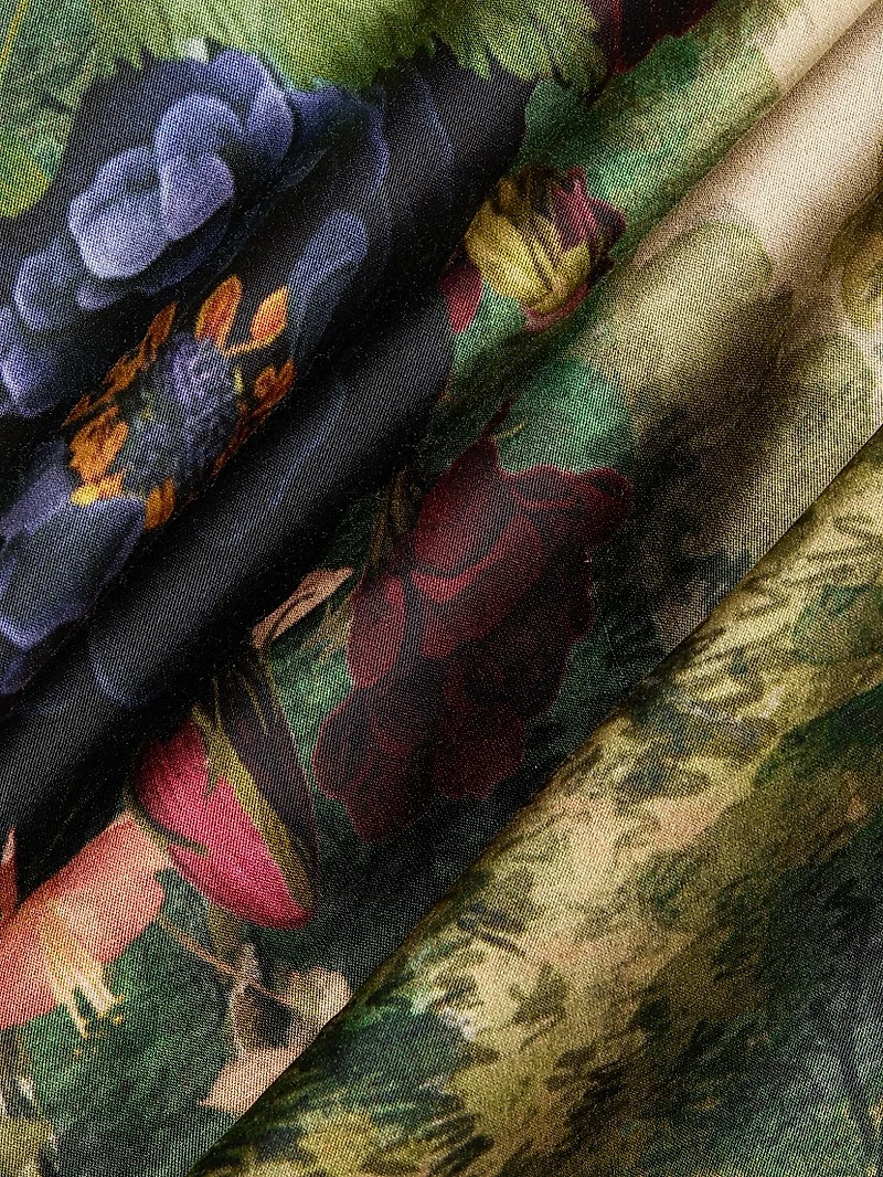 Maeve Floral Satin Midi-Skirt