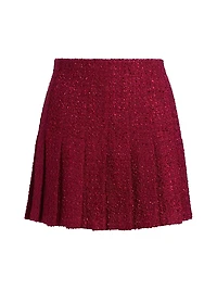 Carter Stitch Wool-Blend Pleated Miniskirt