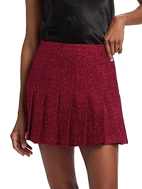 Carter Stitch Wool-Blend Pleated Miniskirt