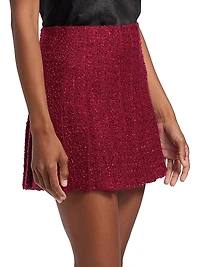 Carter Stitch Wool-Blend Pleated Miniskirt