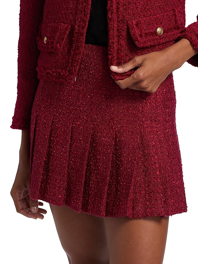 Carter Stitch Wool-Blend Pleated Miniskirt