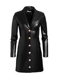 Michelle Fitted Faux-Leather Blazer Minidress
