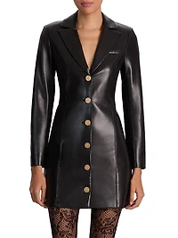 Michelle Fitted Faux-Leather Blazer Minidress
