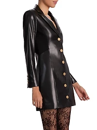 Michelle Fitted Faux-Leather Blazer Minidress