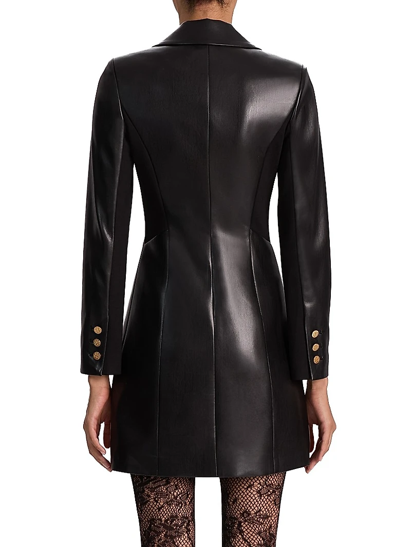 Michelle Fitted Faux-Leather Blazer Minidress