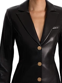 Michelle Fitted Faux-Leather Blazer Minidress