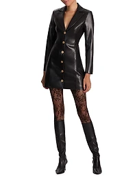 Michelle Fitted Faux-Leather Blazer Minidress