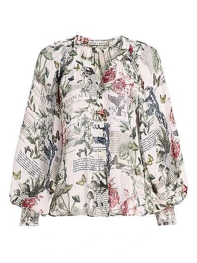 Thalia Floral Button-Front Blouse