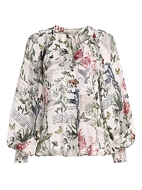 Thalia Floral Button-Front Blouse