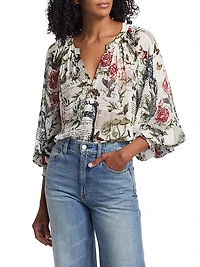 Thalia Floral Button-Front Blouse