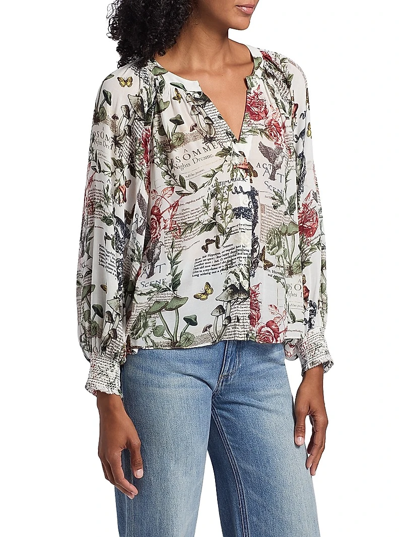 Thalia Floral Button-Front Blouse