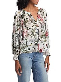 Thalia Floral Button-Front Blouse