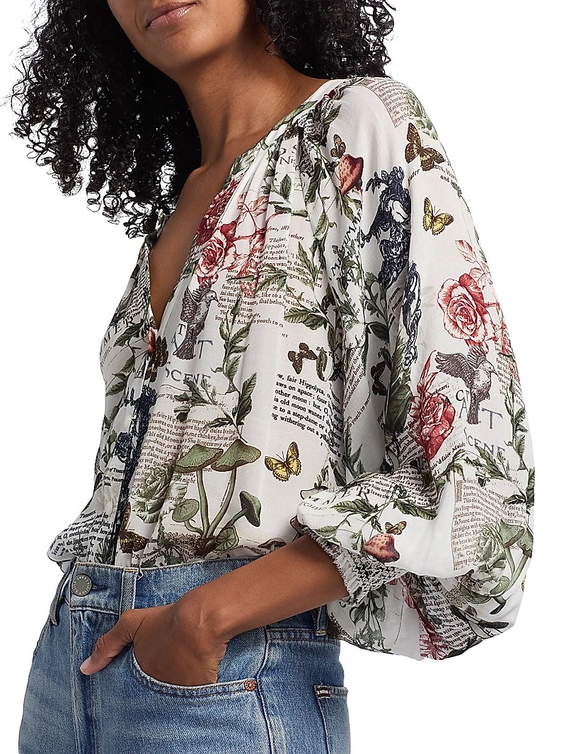 Thalia Floral Button-Front Blouse