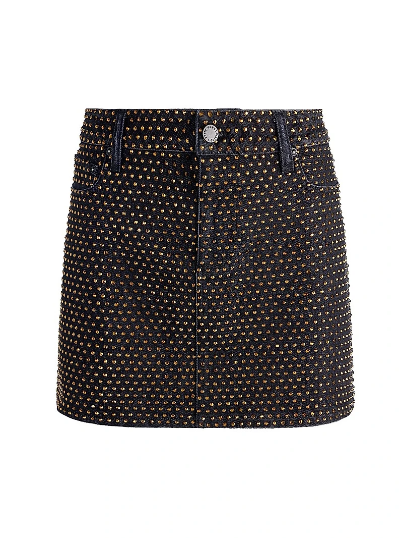 Joss Embellished Denim Miniskirt