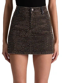 Joss Embellished Denim Miniskirt
