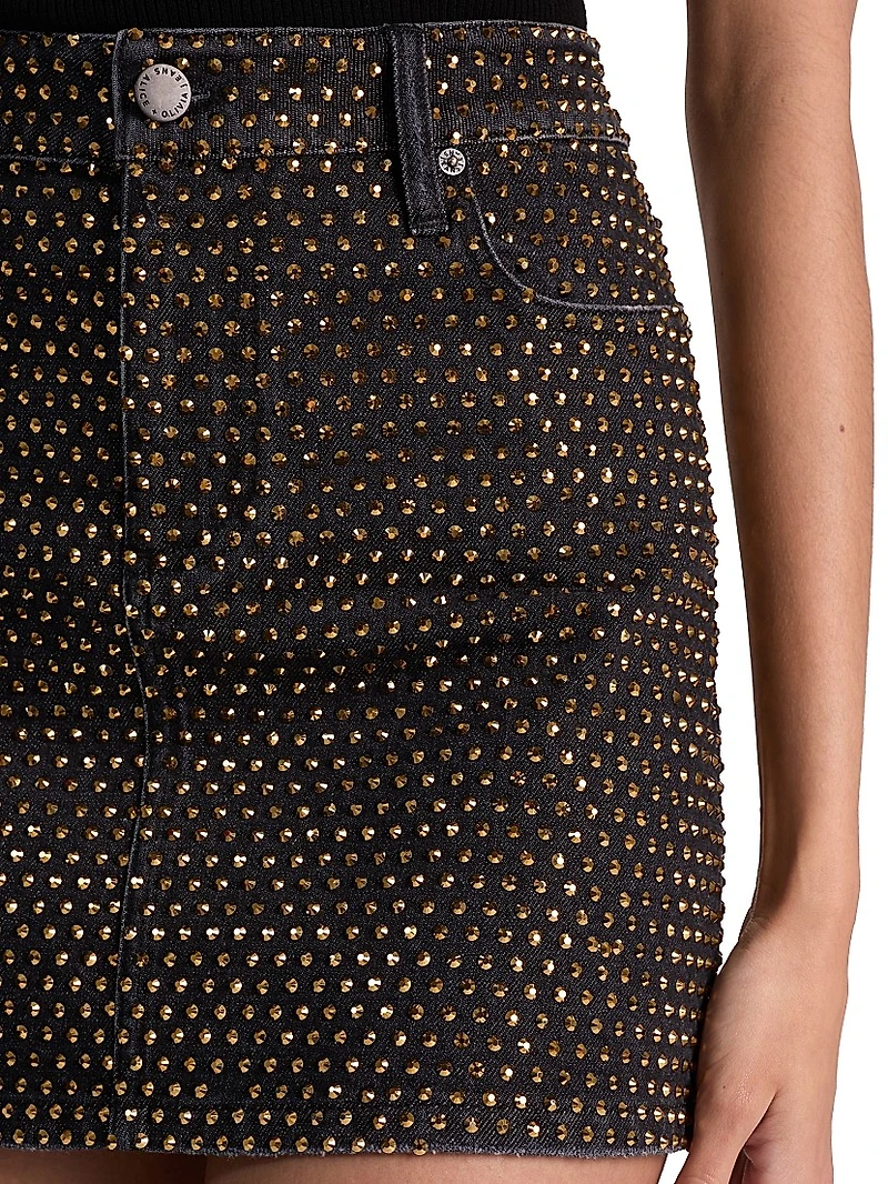 Joss Embellished Denim Miniskirt